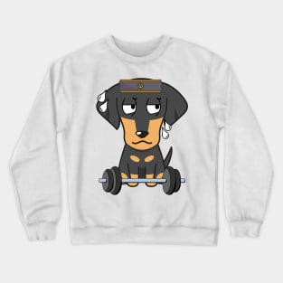 Funny dachshund is exercising Crewneck Sweatshirt
